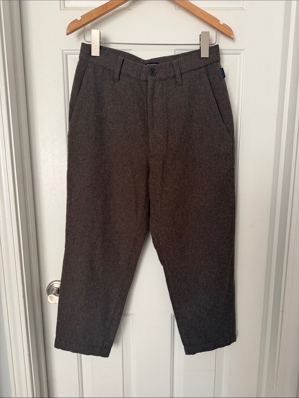 Plantation Brown Wool-Blend Trousers - Classic Straight Fit medium